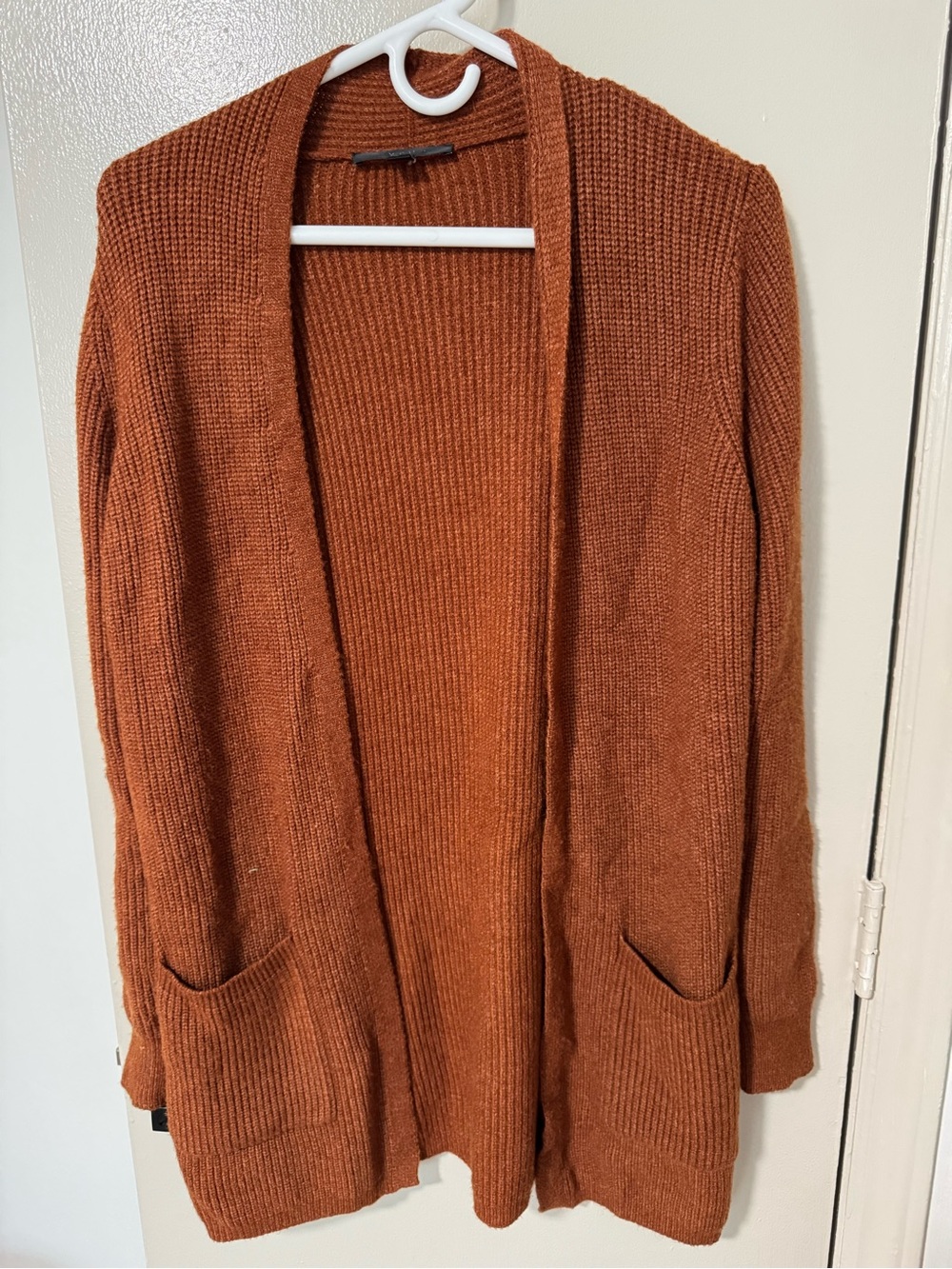 Cyrus Burnt Orange Open-Front Knit Cardigan